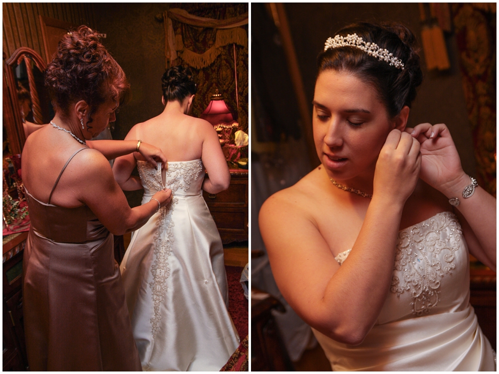 getting ready with mom before our wedding