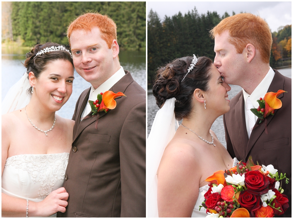 Kevin kisses my forehead on our wedding day.