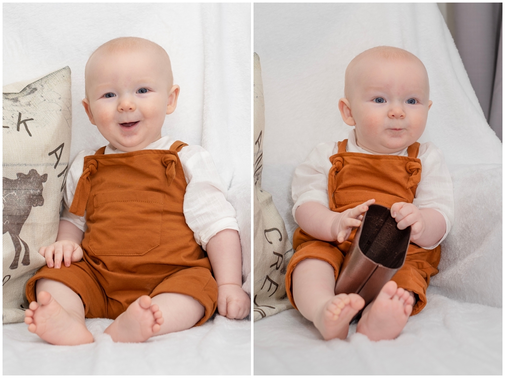 baby portraits with a cowbell