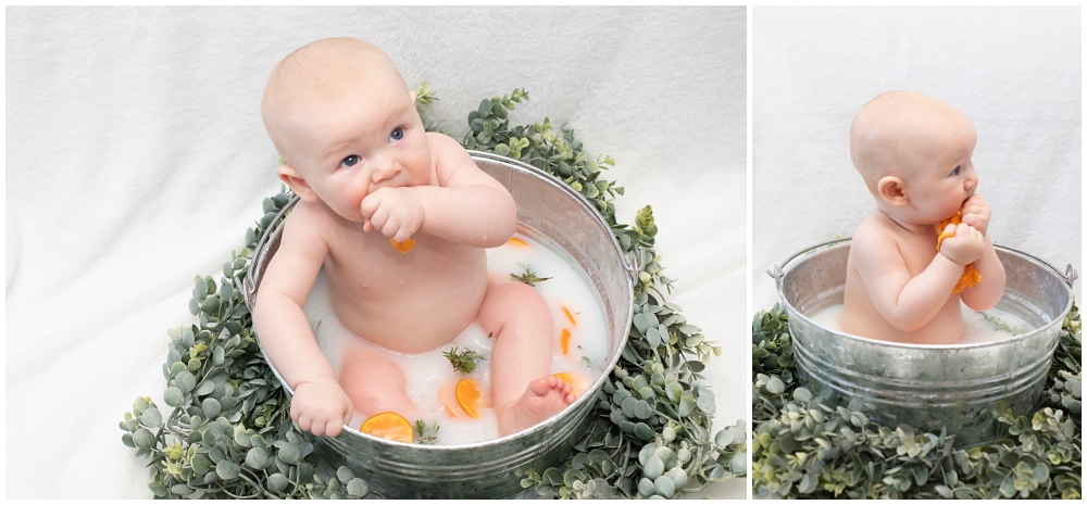 milk bath with cuties and rosemary