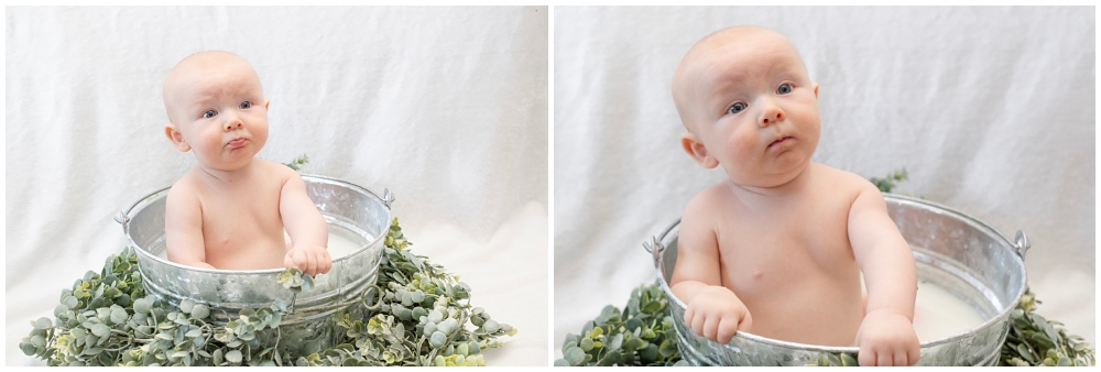 making faces in his baby portraits