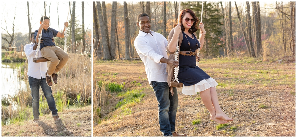 pushing her on the swing during anniversary session