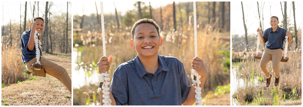 teenage boy on a swing