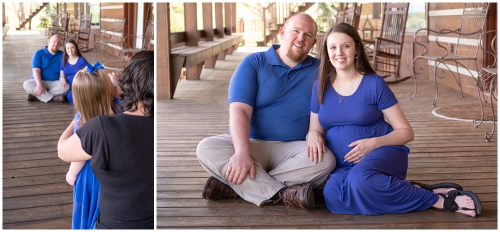 little girl helping me take maternity portraits of her parents