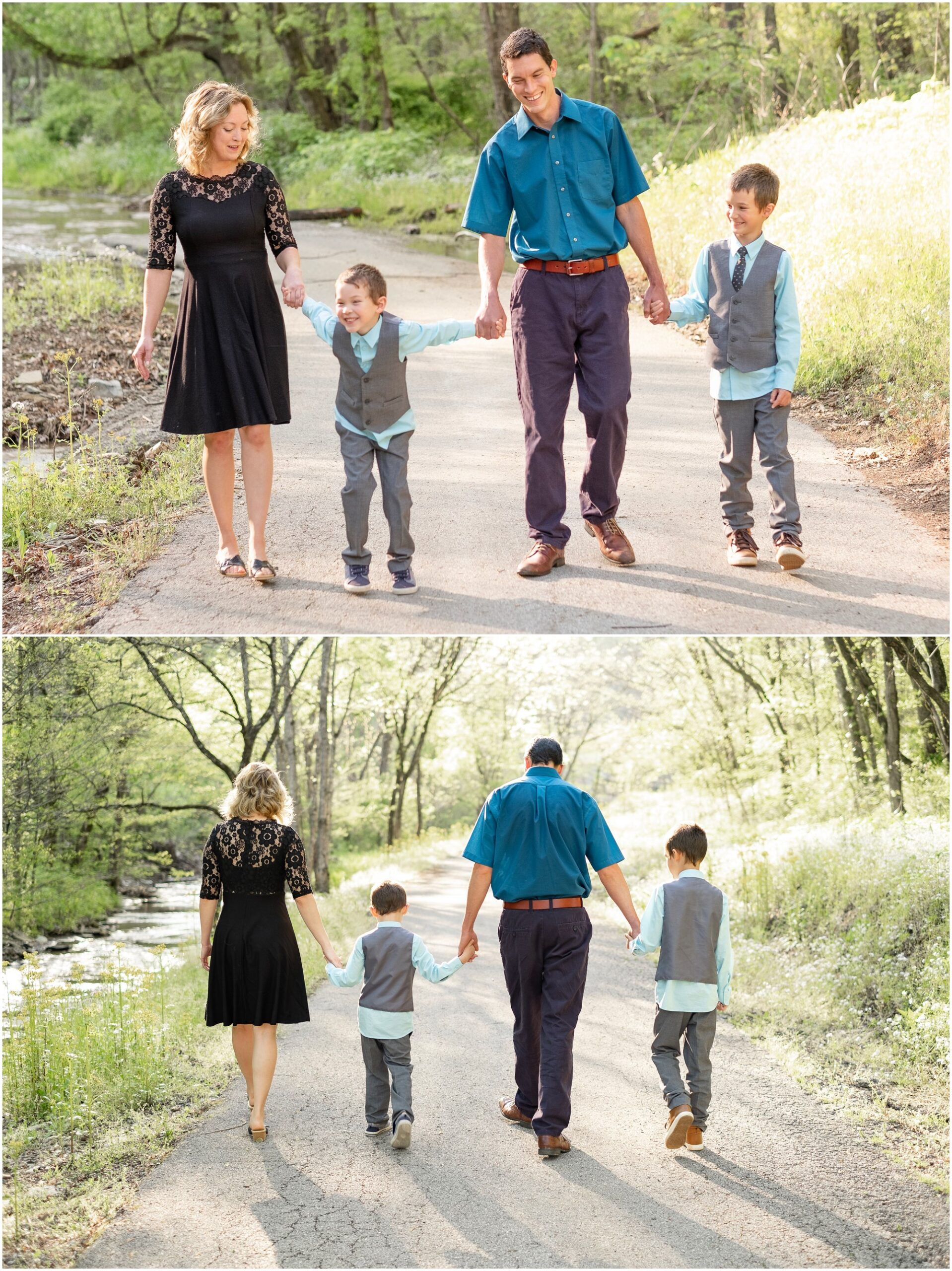 walking together during their family session