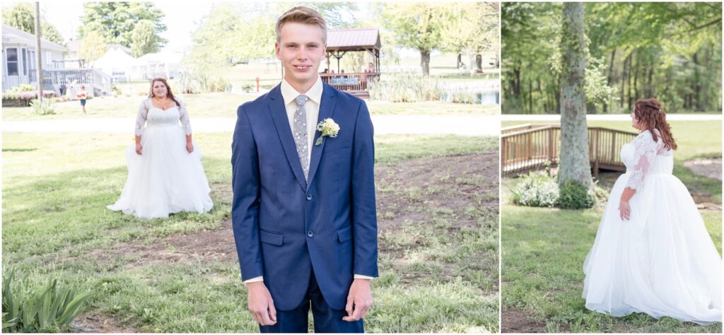 The moment before the groom saw his bride during the first look