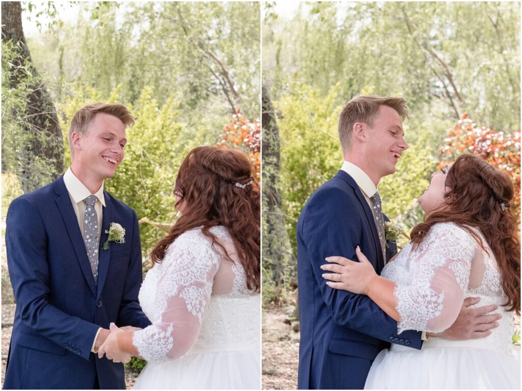 groom is so happy to see his bride