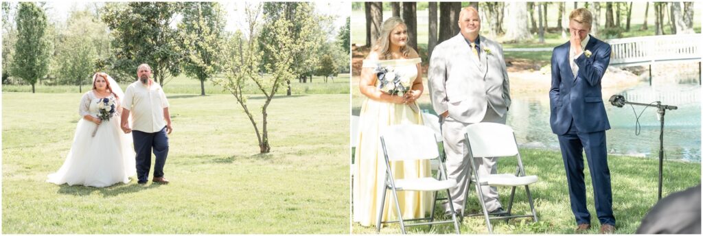 her dad walks her down the aisle and groom gets emotional