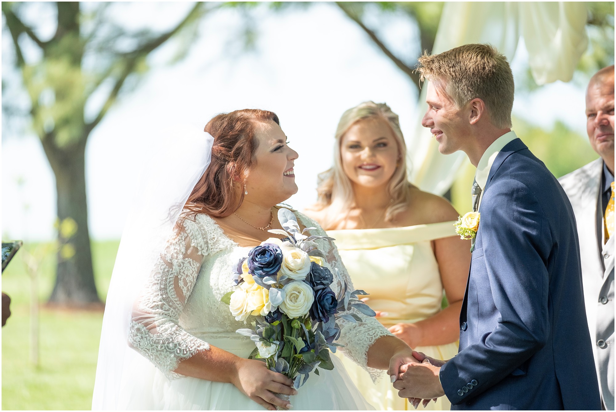 all smiles as they say their vows