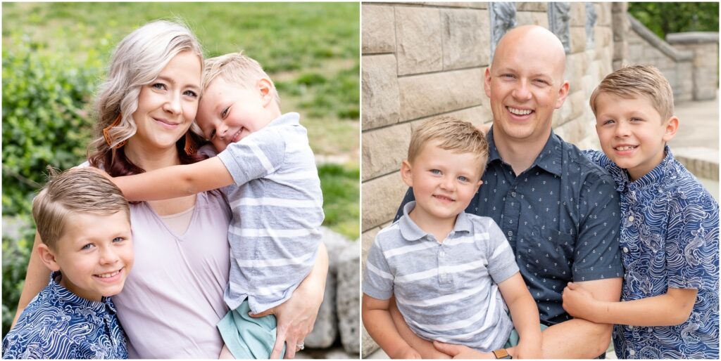 just mom and just dad with the boys during their family session