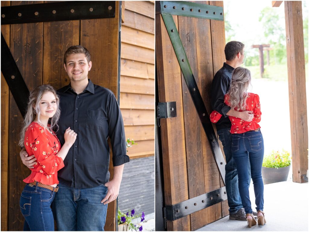 man and woman standing in doorway looking out