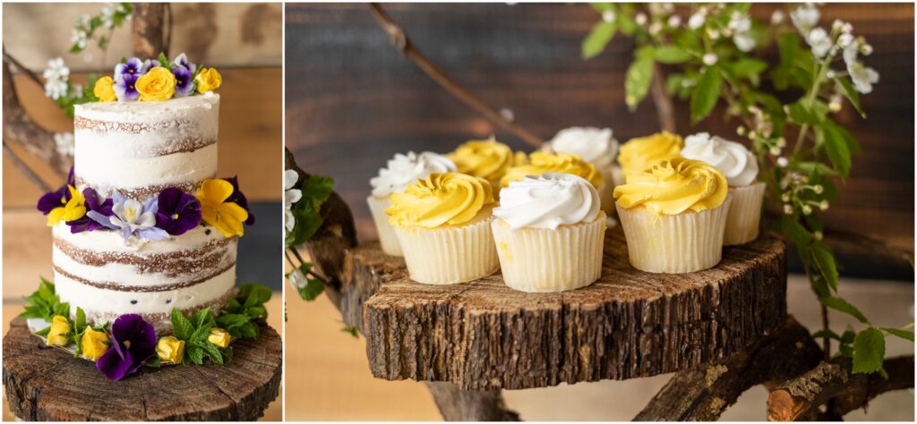 cakes and cupcakes for styled shoot