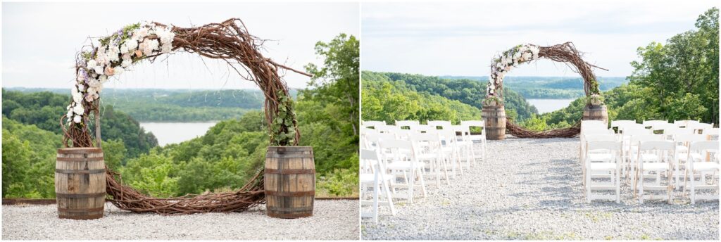 wedding arch overlooking the green river on this styled shoot