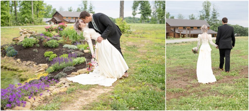 dipping her for a kiss at their styled shoot