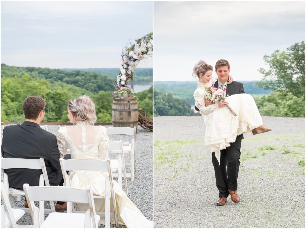 He carries her back down the aisle