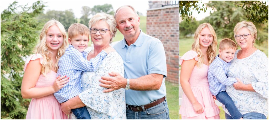 portrait of grandparents with their grandkids. Two of the three generations