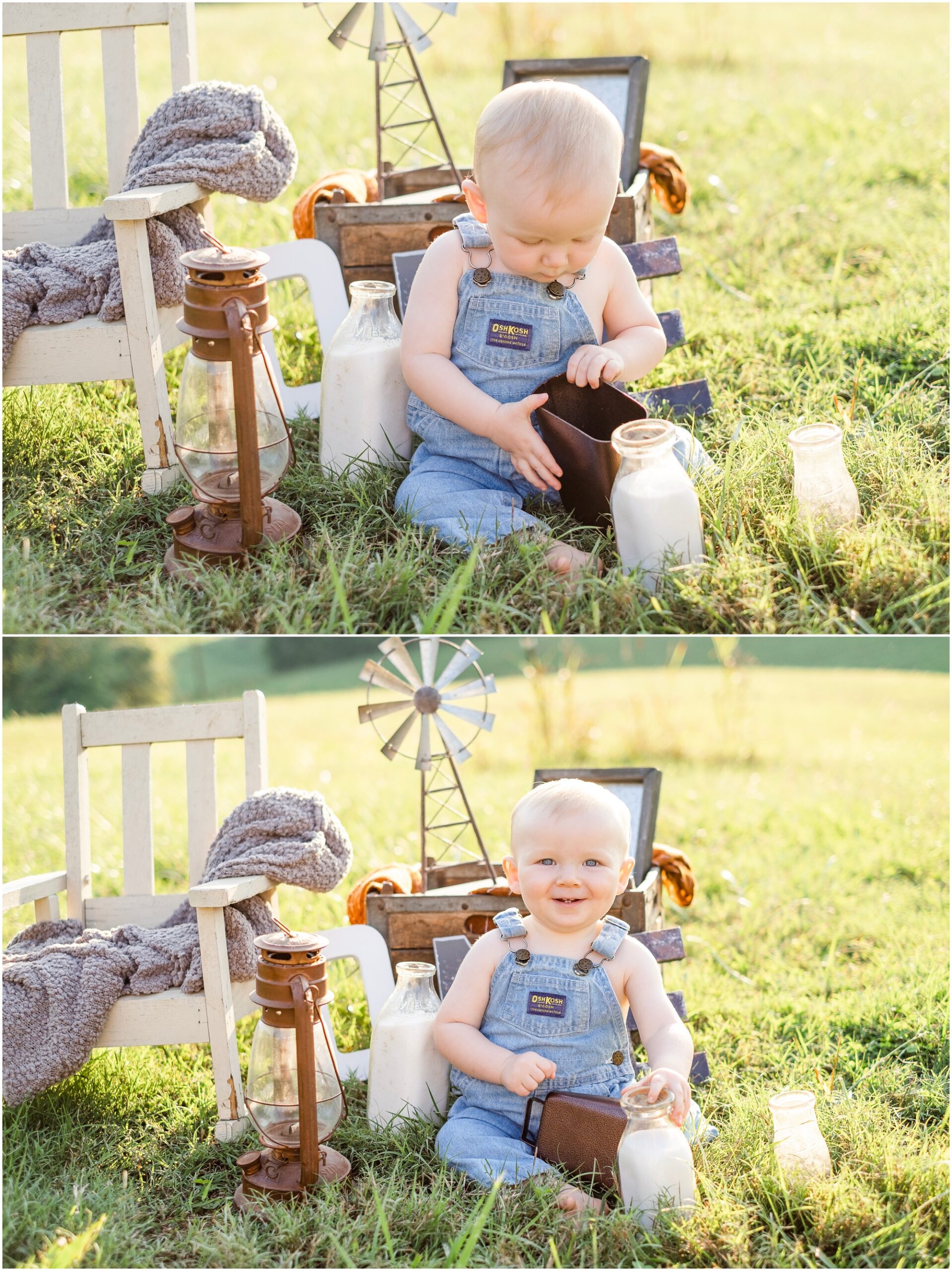 looking at old farm stuff during his portraits