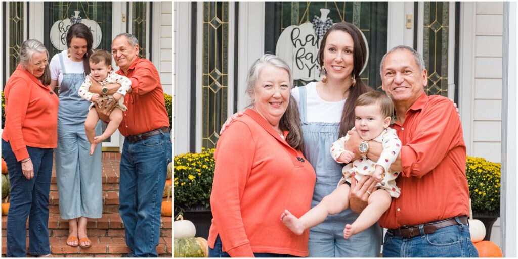 portrait of baby with mom and grandparents