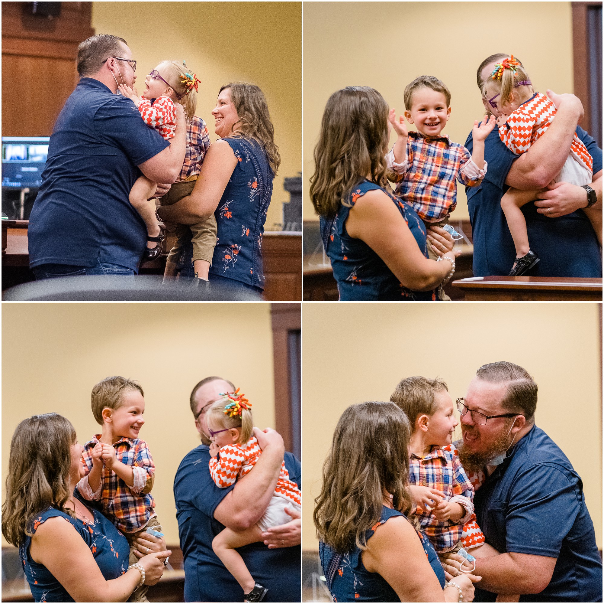 two kids just so excited to be officially part of this family on adoption day