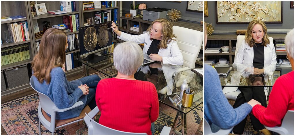 neuropsychologist explaining the diagnosis to patient and family