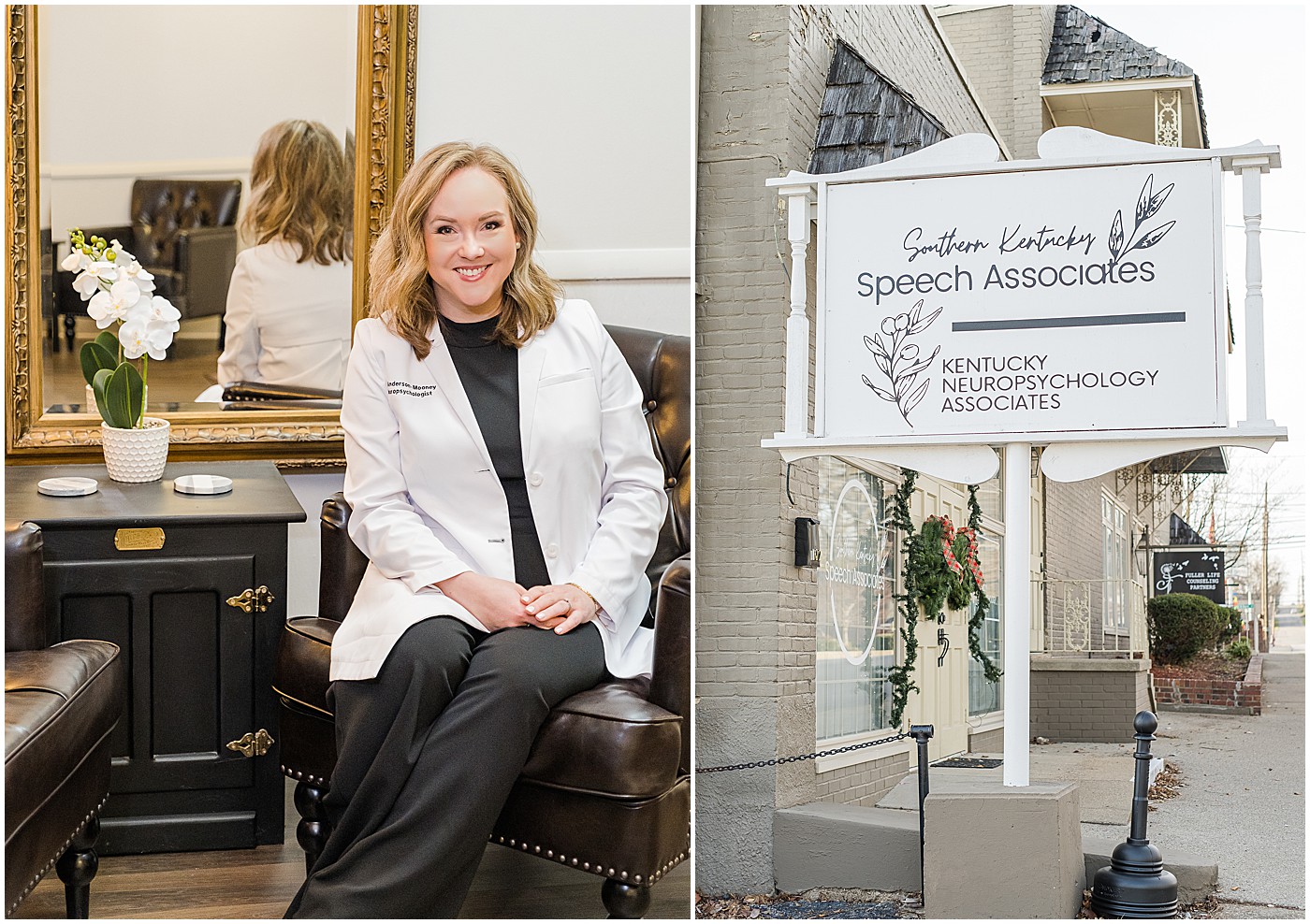 inside the lobby of her Glasgow, KY practice