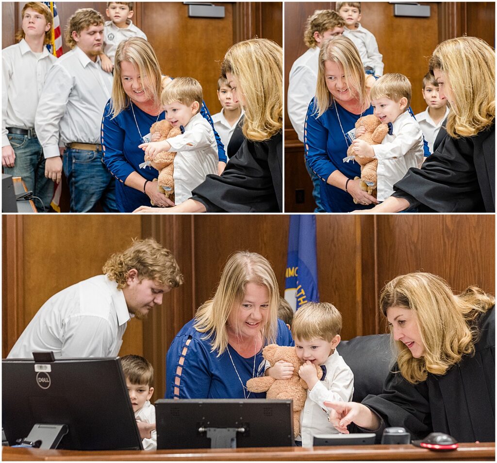 the adoption family on the judge's bench