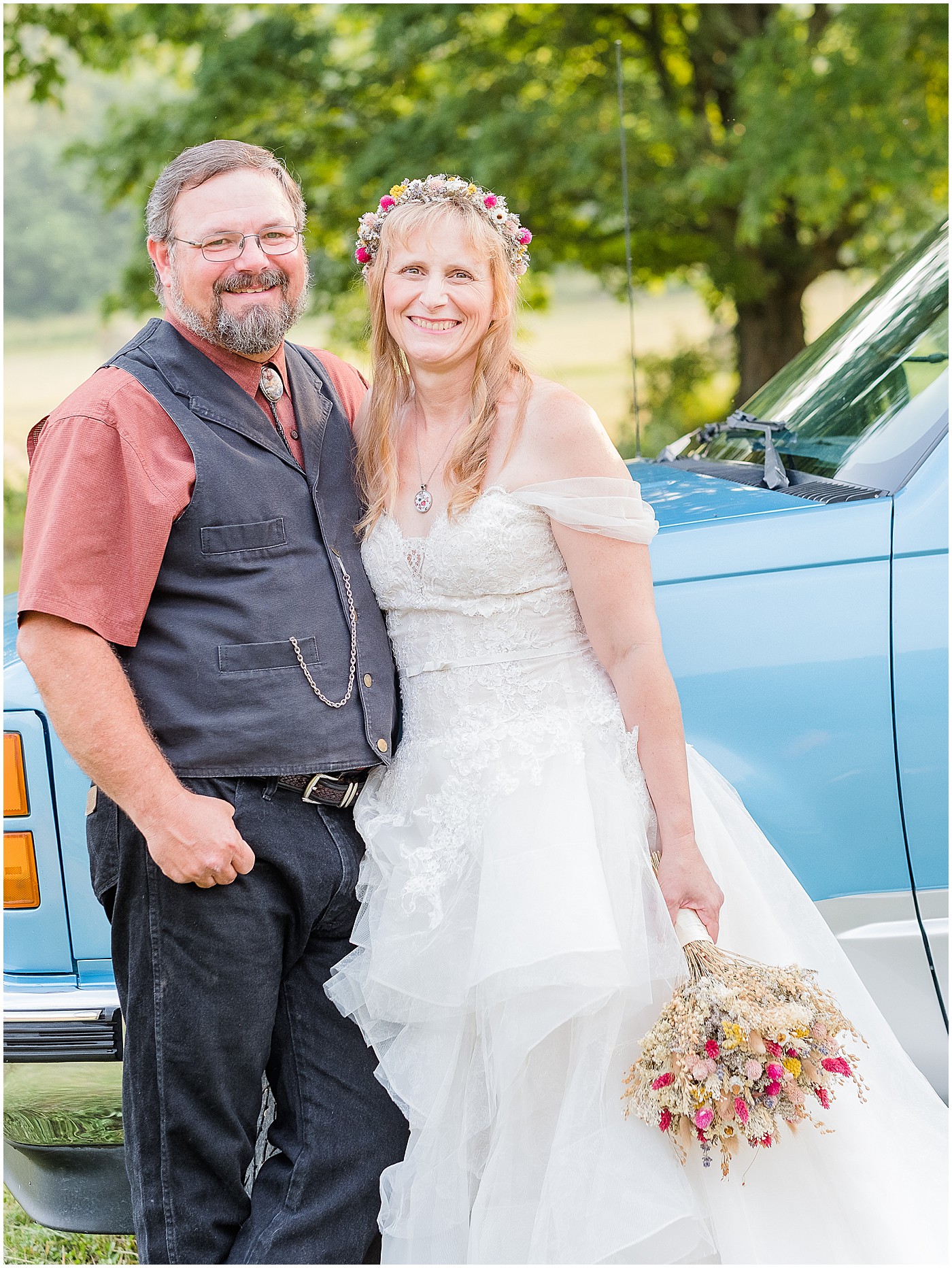 husband and wife in wedding attire