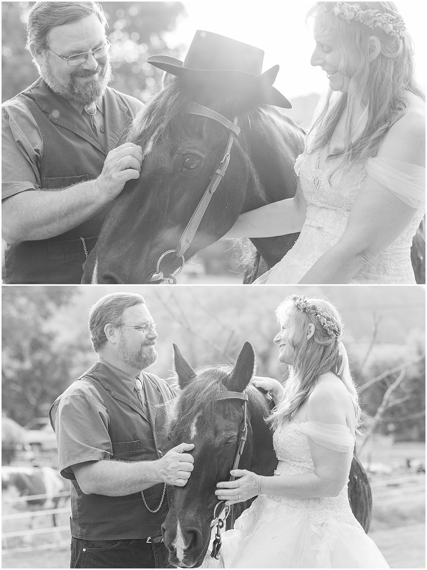 anniversary couple and their horse