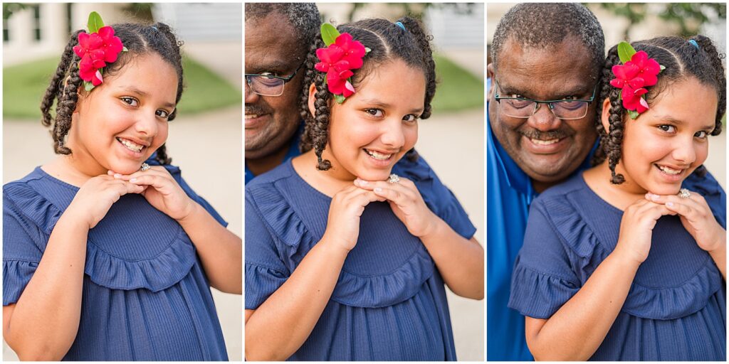 a father photo bombing his daughter in a photo of just her