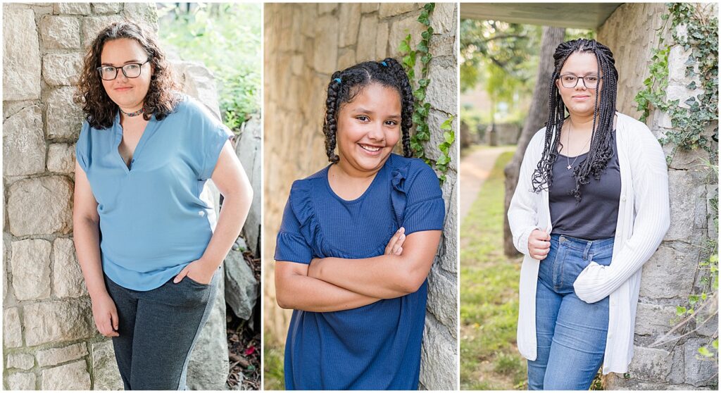 individual portraits of three sisters under the bridge at wku