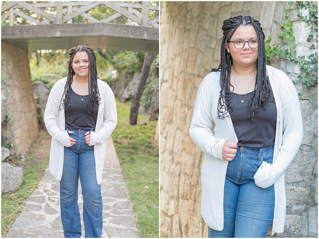 senior girl by bridge at wku