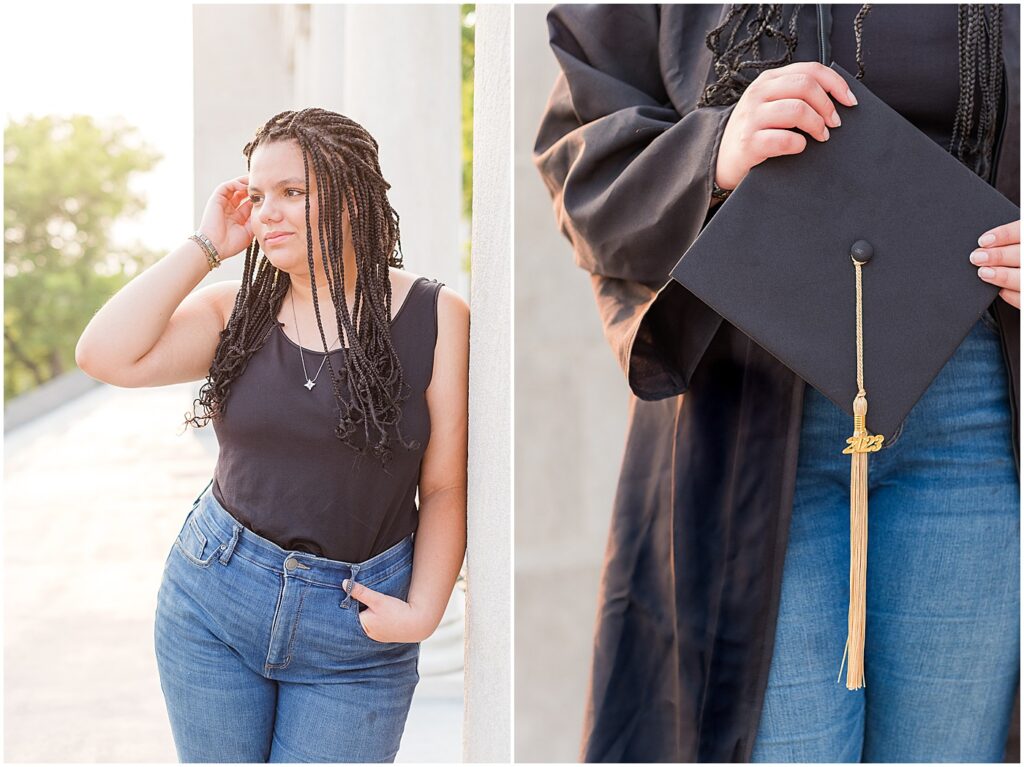 graduate portraits holding her cap