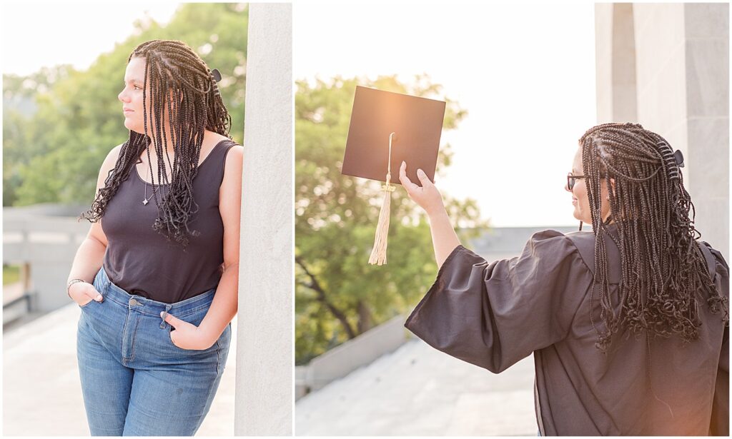 graduate portraits with cap and gown