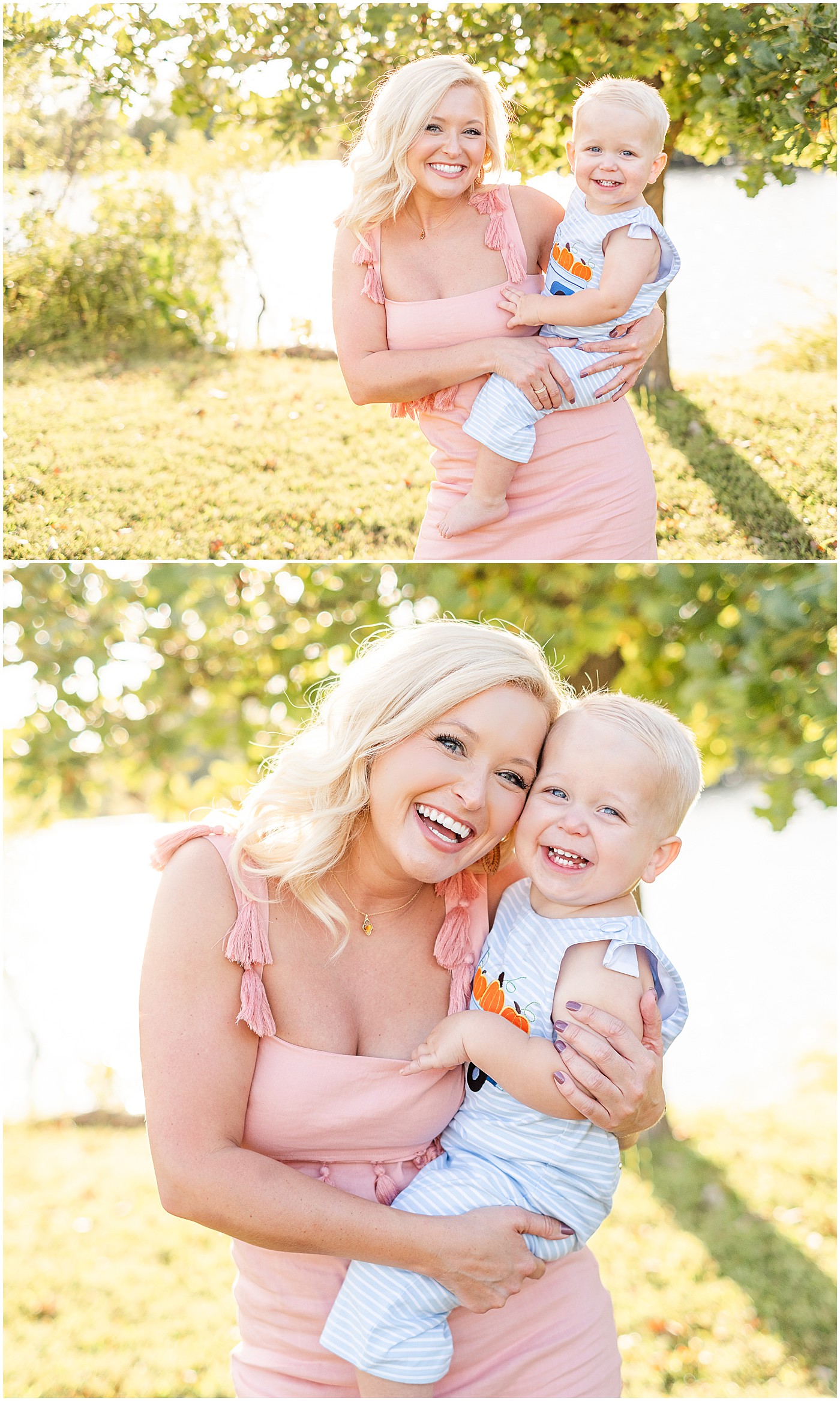 big smiles from mother and son