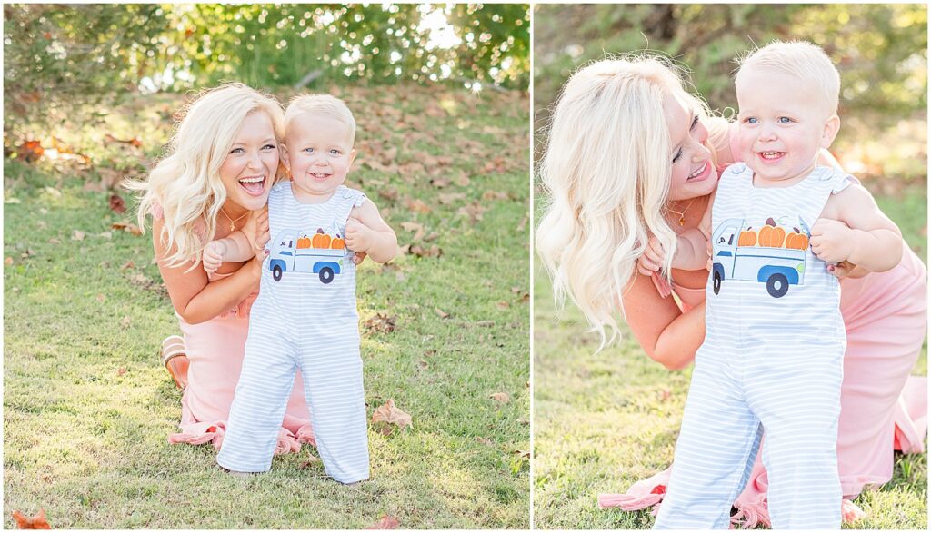 mother and son posing together in bowling green, kentucky