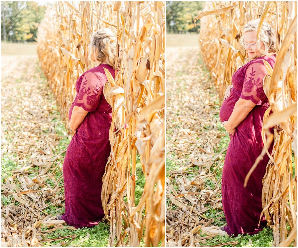 beautiful pregnant mama in a cornfield