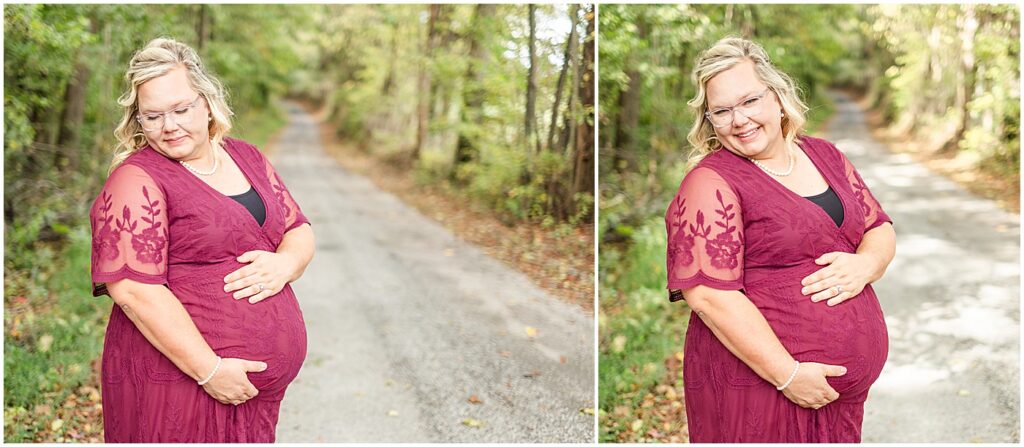 maternity portraits of beautiful mama in pearls and lace