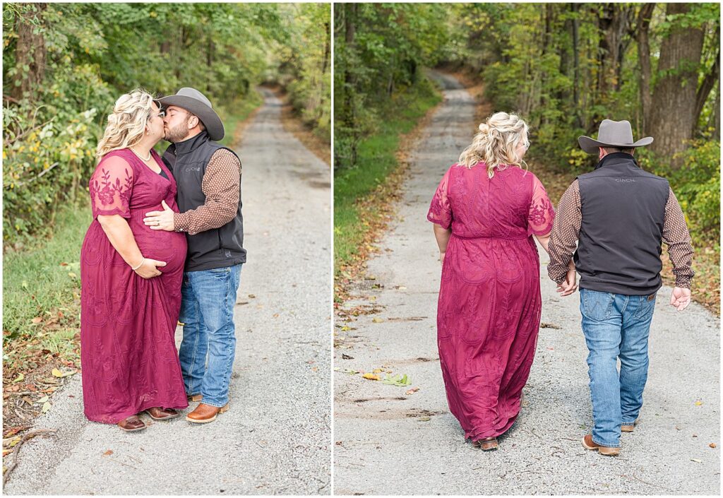 maternity portraits on back road 