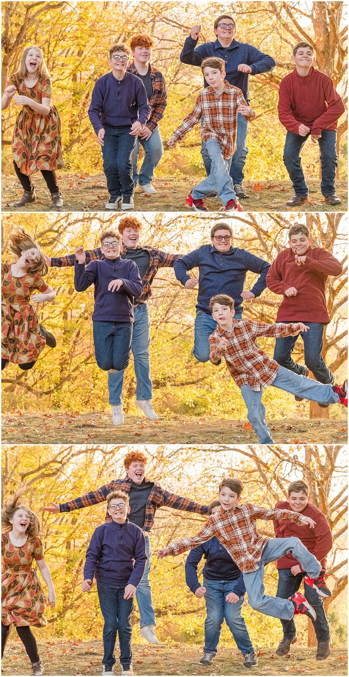 jumping in the fall family portraits