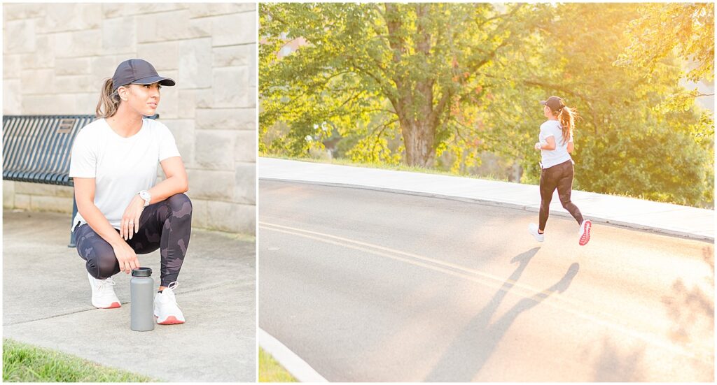 Yvonne running on the road at the WKU campus