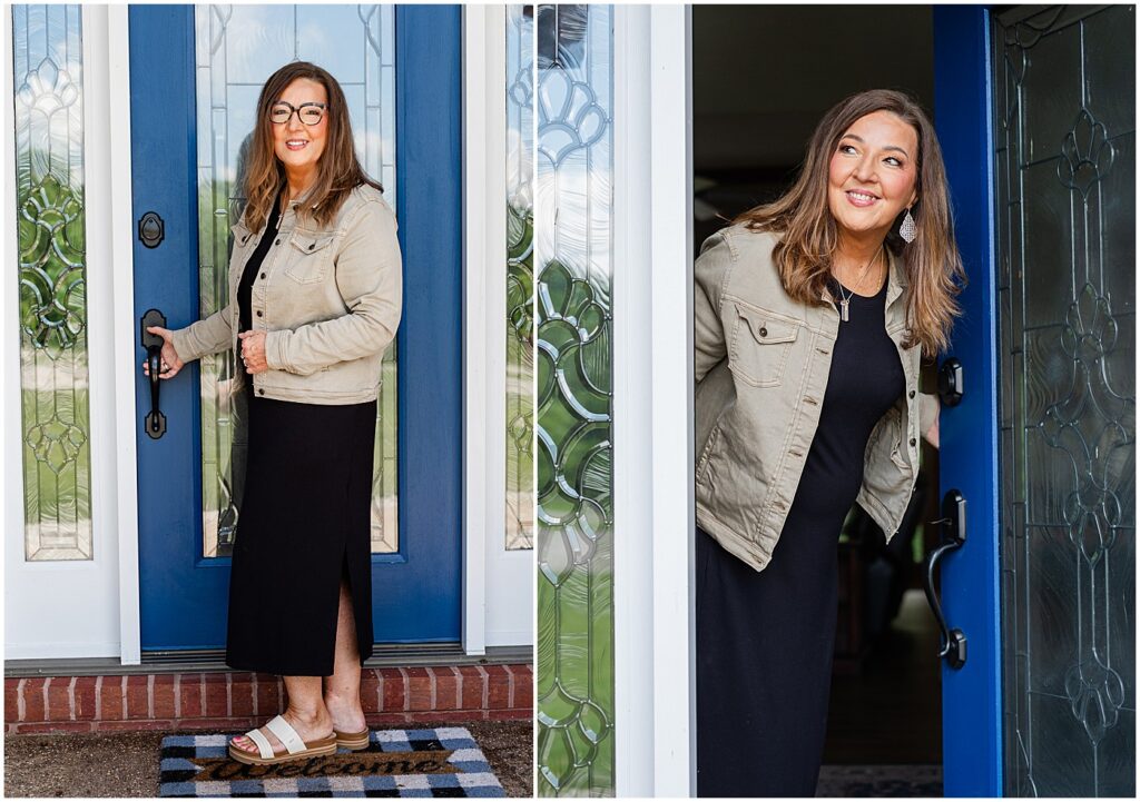 Glasgow KY real estate agent standing at blue front door