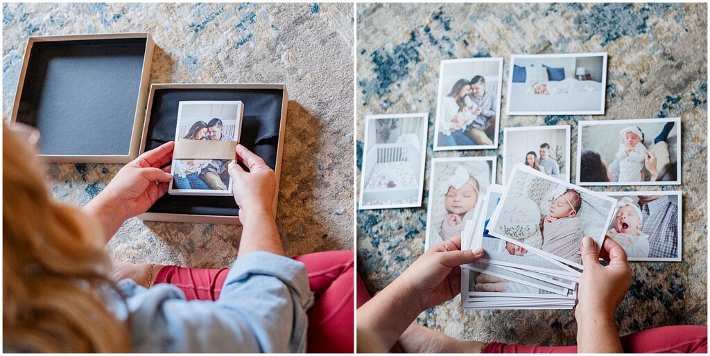 photographer getting prints out of a box