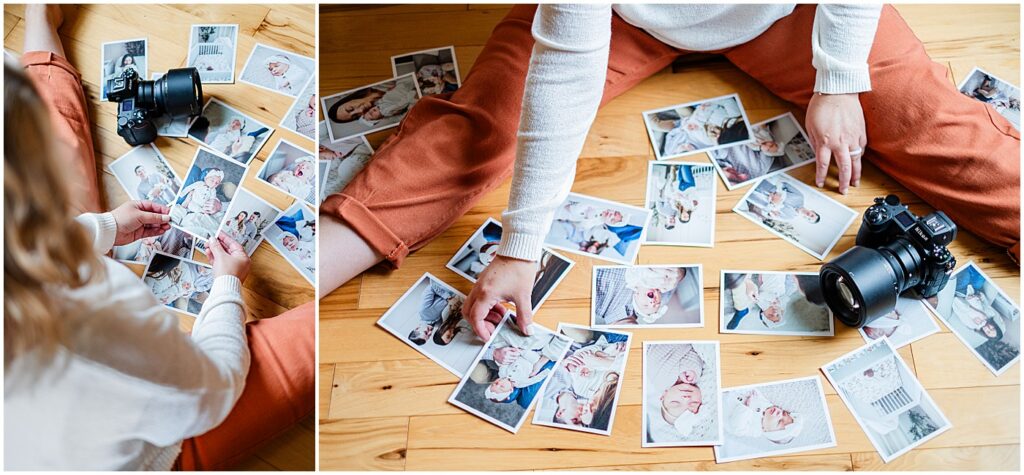 Bowling Green photographer displaying prints of a session