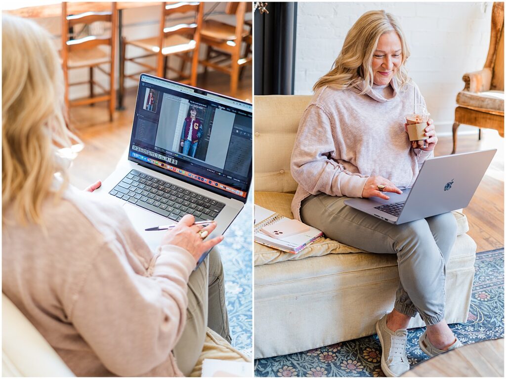 photographer editing at a coffee shop