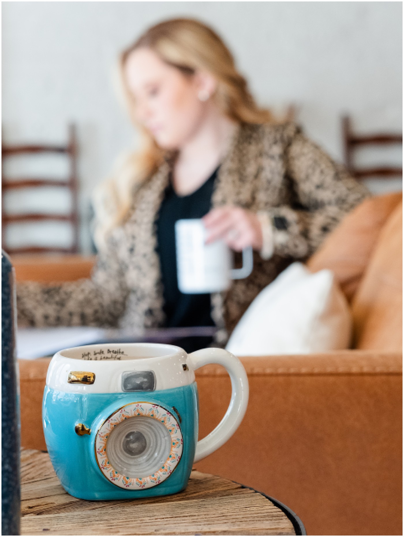 close up of coffee mug that looks like a camera