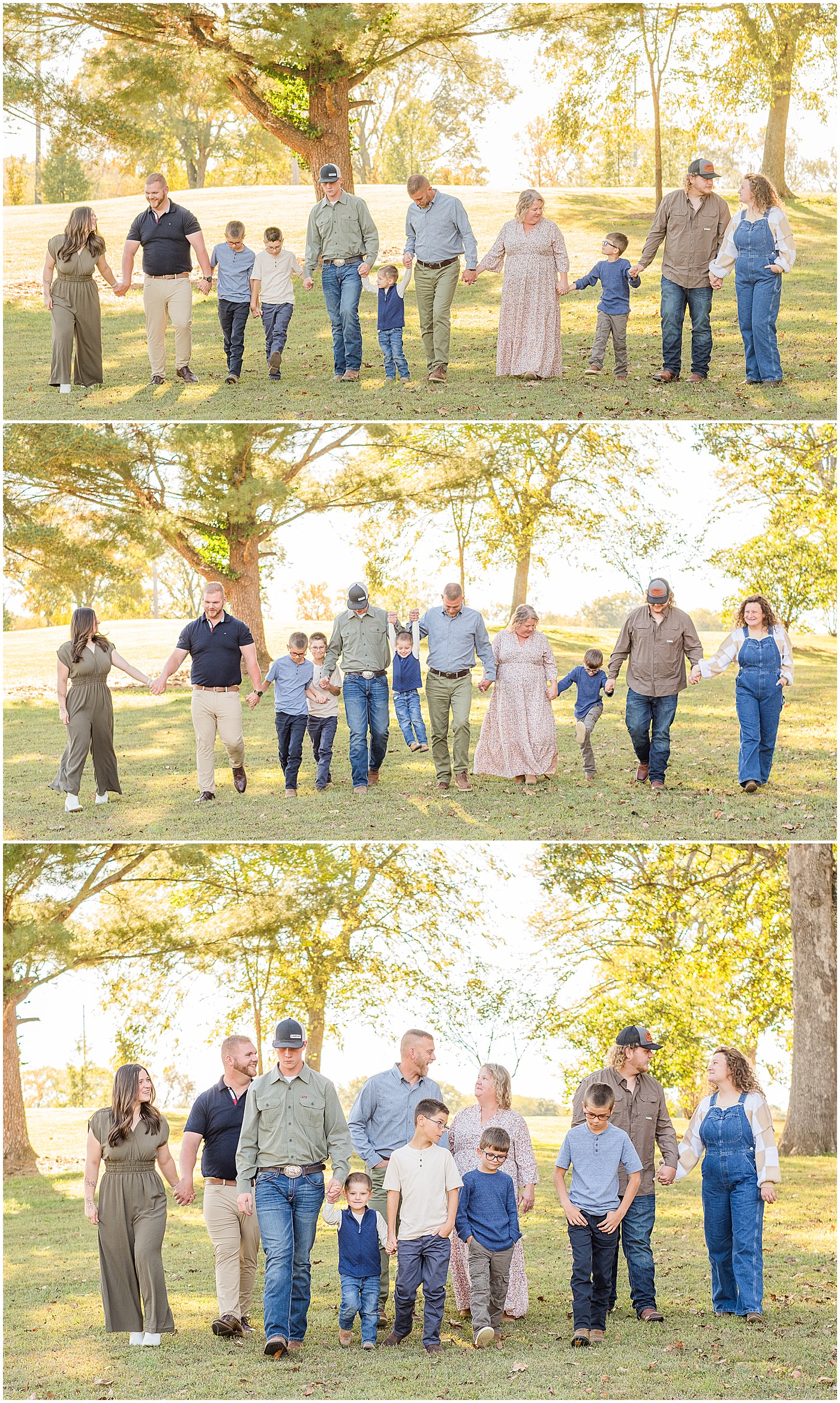 walking together during Bowling Green family portraits in Hobson Grove