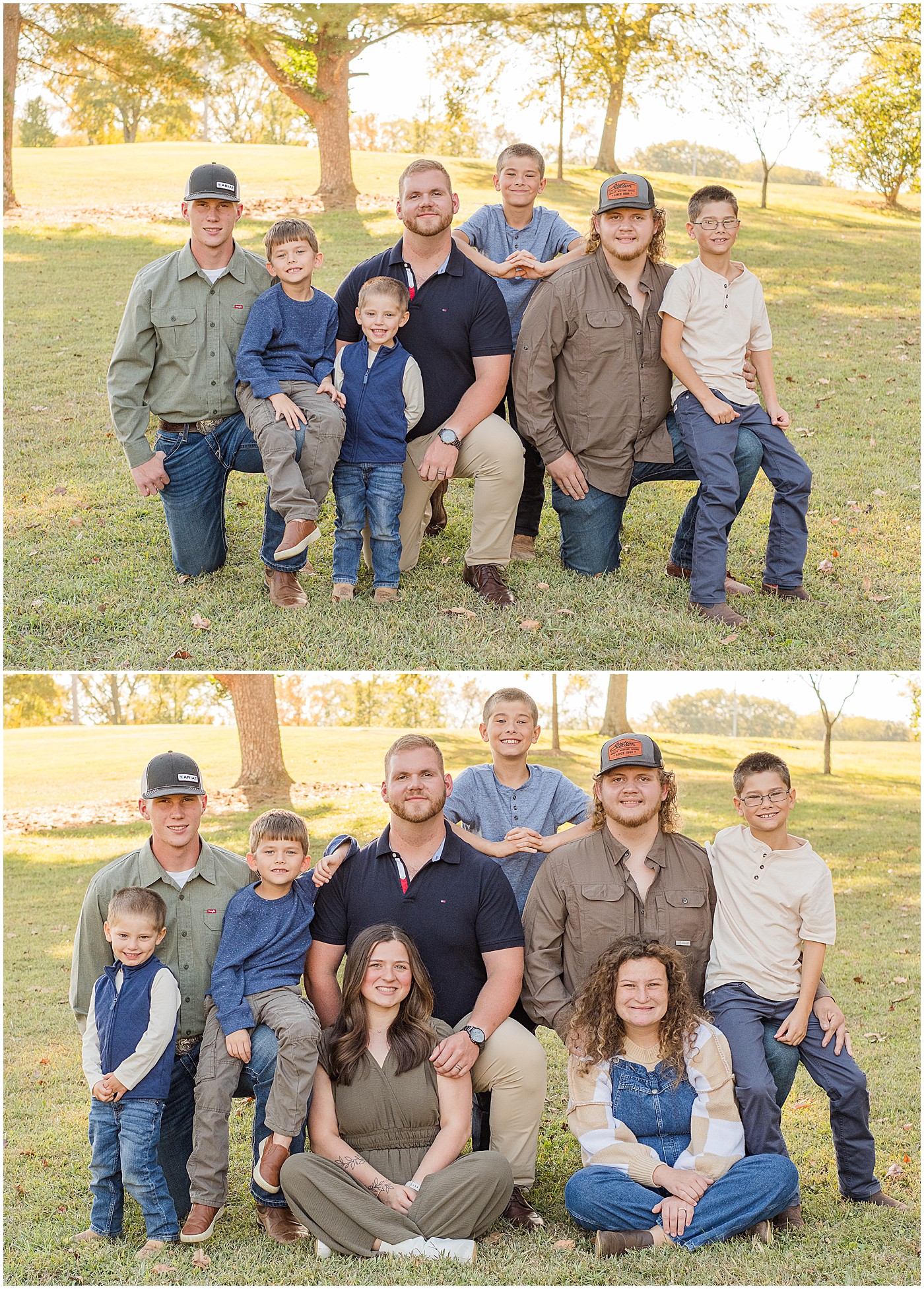 photo of just the boys sitting in a field in Hobson Grove