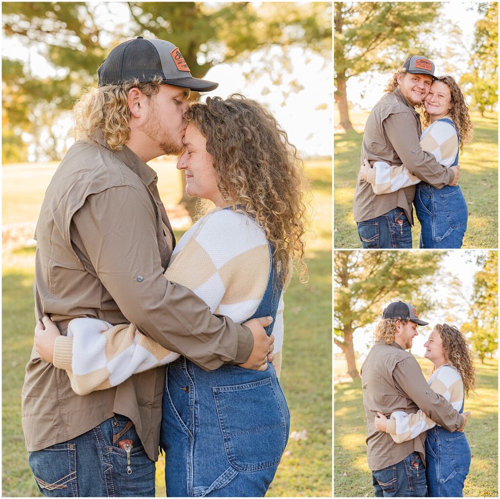 a newlywed couple cuddling during a family session in Bowling Green