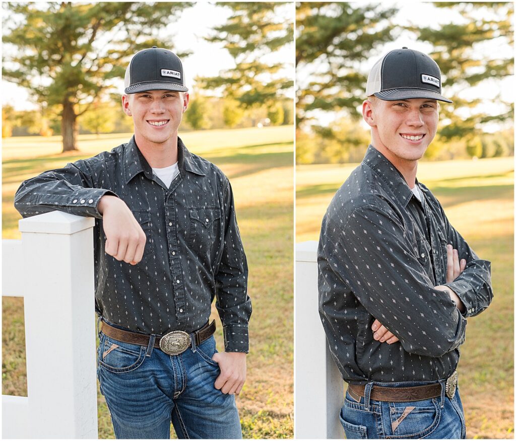 Bowling Green senior boy with a ball cap leaning against a fence