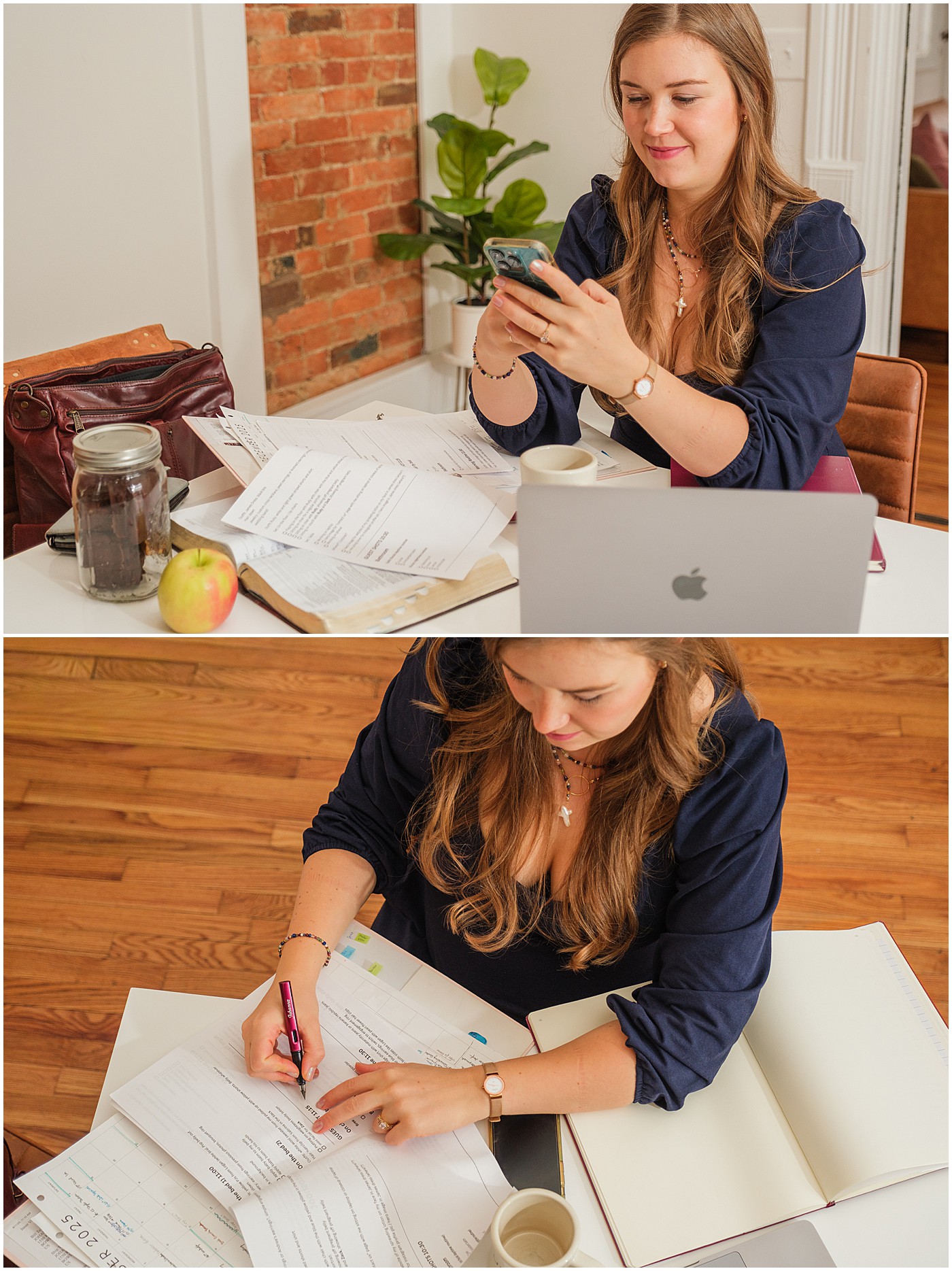 mompreneur working on her business behind the scenes